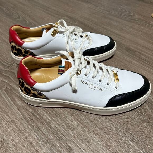 Royal Albatross Shoes - Royal Albartross Fieldfox Golf Sneakers Shoes Women’s 7 White Leather Leopard